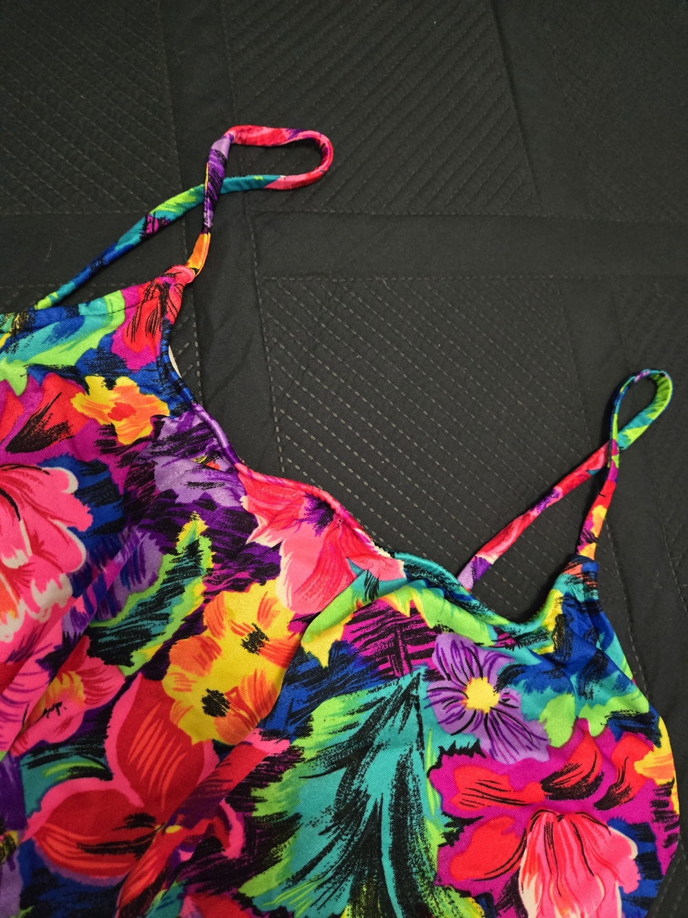Bright Neon Floral One-Piece Swimsuit - Multicolor